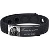 Vnox Bracciale Uomo Personalizzato con Foto: Bracciale in Silicone Nero| Bracciali Personalizzato con Incisione|Braccialetti Silicone Personalizzati per Papà Marito|Regali per lui