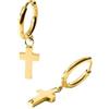 PURELEI® Orecchini a cerchio da uomo, in acciaio inox, con ciondolo a forma di croce, placcati in oro 18 carati, argento o oro rosa, gioielli da uomo simbolici dal design ispirato all'italiano, Normal