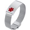 Vnox Bracciale Di Emergenza Bracciale Personalizzato Per Donne Mediche:VNOX Braccialetti ID Personalizzati Con Incisione Bracciale Medico Regolabile In Acciaio Inossidabile Da Uomo,Argento Rosso