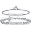 Vnox Bracciale coppia|Bracciale partner per coppie|Bracciali personalizzati per uomo|Bracciale in acciaio inox con incisione a scelta|in argento