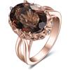 JewelryPalace 5.7ct Anelli Grandi Donna 14K Rose Gold Plated Smoky Quartz Colored Glass, Ovale Anello Solitario Donna Oro Rosa con Pietre Naturali, Classico Fedine Donna 25