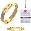 Vnox Bracciale Di Emergenza Bracciale Personalizzato Per Donne Mediche:VNOX Braccialetti ID Personalizzati Con Incisione Bracciale Medico Regolabile In Acciaio Inossidabile Da Uomo,oro