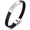 Vnox Bracciale Personalizzato in Pelle e Acciaio Inossidabile - Incisione Nome per Uomo e Donna - Bracciale a Polsino Migliore Amico
