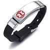 Vnox Free Acciaio Inossidabile Inciso Silicone Nero Medical Alert ID SOS Bracciale Regolabile per Uomo Donna
