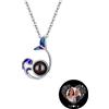 TAISGONGBY Collana a Proiezione Personalizzata, Collana con Ti Amo in 100 Lingue | Collana a Proiezione con Immagine All'Interno Personalizzata, Collana con Foto Nascosta, Collane con Foto Ricordo per Donne