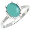 SILVERTROVE Calcedonio acquamarina pietra preziosa per Anello placcato argento Uomo e donna gioielli fatti a mano di tutte le taglie CRG1255CE_51 (16.2)