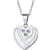Suplight Collana da Donna Cuore Personalizzata con Pietra di Nascita e Nome in Argento Sterling 925/Acciaio Inossidabile Collana Personalizzata con 2/3/4/5 Nomi Regalo per Natale San Valentino