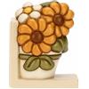 THUN, Fermalibri a Forma di Vaso con Fiore di Calendula in Ceramica Decorata a Mano, Linea Racconti d'Autunno, 12.8x8.6x16 cm h