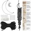 LEREATI Macrame Kit, Kit Creatif Adulte Acchiappasogni Luna, Arazzo da Parete Kit Include Corda Macrame 3mm, Cerchio Metallo, Perline, per DIY Decorazione per Casa e Camera da Letto (Nero)