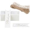 G2PLUS 100PCS Etichette Regalo,Etichette in Carta Kraft,Cartellini di Ringraziamento 7x2CM Tag Regalo con Spago in Juta per Matrimoni,Compleanni e Natale (Bianco)