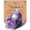 JSDDE Statuetta di gatto in cristallo di ametista per gli amanti dei gatti, graziosa pietra preziosa, ornamento per casa, ufficio, statua regalo