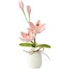 Magicherry Bouquet di giglio lavorato a maglia all'uncinetto con vaso, 24 cm, lavorato a maglia, fiore intrecciato a mano con squisito vaso per donne, regalo di compleanno, decorazione per casa