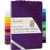Lavea® Lenzuolo con Angoli Singolo 90x200 cm - Jersey 100% Cotone - Per Materassi Topper fino a 10 cm - Con Elastico Tutto Intorno - Certificato OEKO-TEX - Viola Scuro
