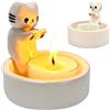 Vibbang Portacandele Gatto, Ornamenti Portacandele Colonna con Ggatti Carini, Portacandele Gatto Che Scalda Zampe, Resistente alle alte Temperature, Amante Dei Gatti (A)
