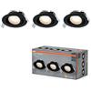 OSRAM Faretto da incasso a LED Spot Set, 4,9W, 190lm, 2700K, faretto da soffitto Ø90mm, 120°, nero, orientabile, set da 3