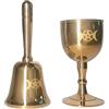 vuagmiv Mini campana dell'altare in ottone e calice dell'altare, dea della tripla luna e pentagramma Forniture e strumenti Wiccan, kit rituale dell'altare
