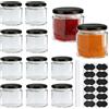 ASSRECT 12 Set Barattoli di Vetro 150ml con Coperchio, Vassetti Piccoli Con 12 Etichette & Pennarello Ideali per Marmellata, Miele e Bomboniere
