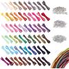 CATELL 60 Pezzi 60m 60 Colori Cordoncino in Pelle Scamosciata Cordino in Pelle Corda di Cuoio con 60 Chiusura a Moschettone 100 Fibbie e 100 Anelli Congiunzione per Artigianato e Gioielleria Fai da Te