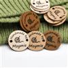 BFBZYME Etichette in Pelle Personalizzate Fatte A Mano da 1 Pollice, Targhette Personalizzate per Abiti, Etichette Decorative con Rivetti, Etichette per Cappelli Lavorati A Maglia (15 Pezzi)