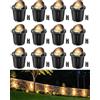 HIBOITEC Set di 12 Proiettori LED Interrati da Giardino 12W a Bassa Tensione 1200LM con Connettori, IP67 Impermeabile Illuminazione Sentieri - Luci da Esterno per Suolo per Giardino, Viale, Patio