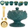 TUDMOEOL Bruciatore di incenso in ceramica per incenso di franchincenso, bakhoor, carbone, bastoncini, polvere, cono, bobina e incenso a torre - Accessori per meditazione e aromaterapia con pinzette