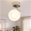 Deboola Lampada soffitto 1 fiamma, Luce corridoio - Lampada a sospensione bianca, Vintage vetro, Spot E14, Design moderno, 350° girevole, per camera, salotto (senza lampadine)