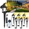 LAMPELIP Faretti da Giardino, 6 Pezzi/14M Faretti da Esterno Giardino con Funzione di Timer e Sensore di Luce, 3000K Bianco 12V IP65 Impermeabile, Illuminazione Giardino per Sentiero, Patio,