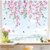Supzone Adesivi Finestra Vetrofanie Farfalla Fiori Sakura Decorazioni Primavera e Estate, Decorazioni per Vetri Anti-Uccelli Adesivi Statici per Finestre