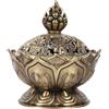 Leopacat Incensiere Lotus,Bruciatore Carbone per Incenso Forma di Loto Cono Ciotola Vintage a Riflusso con Coperchio in Zinco per Decorazione Della Casa, Ufficio e Meditazione 2,76 x 2,76 pollici
