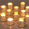 NUPTIO Portacandele Votive Argento: 12 Pezzi di Portacandele In Vetro Argento Candele Votive E Galleggianti Piccole Candele Al Mercurio Natale Matrimonio Centrotavola 4 cm E 5 cm Di Altezza