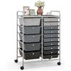 COSTWAY Carrello con 15 Cassetti Impilabili, Carrello di Stoccaggio con Ruote, Carello Portaoggetti per Casa e Ufficio, 63 x 37 x 87 cm (Nero 3)