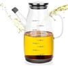 Syzplnwy Dispenser per olio in vetro borosilicato da 1 litro, bottiglia a prova di perdite con manico e scala graduata, bottiglia per olio e aceto in vetro di alta qualità, per cucina, lavabile in