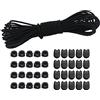 Dondeen 10 m di filo elastico in gomma da 3 mm, filo elastico rotondo, con 20 cerniere lampo, 20 pezzi a doppio foro primavera per zaino, lacci (nero, 3 mm x 10 m)
