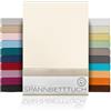 BEAUTEX Lenzuolo con angoli elasticizzati in jersey di cotone premium 160 g/m², taglia e colore selezionabili (Boxspring - 100x200x45 cm, Avorio)
