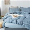 Morbuy Set di Biancheria da Letto 4 Pezzi - Plaid Stampa Set Copripiumino in Microfibra con 1 Lenzuola Piane e 2 Federe per Letto Singolo Matrimoniale King (Azzurro,220x240cm /2.2M)