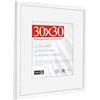HIMEETIME® 1x Cornice,30x30 cm,Legno Ayous,Bianco,Passepartout 20X20cm,Cornice per foto 30x30 quadratamedie con vetro artificiale infrangibile,Solo esposizione da parete