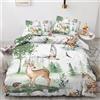 GEDAEUBA Parure Copripiumino Una Piazza e Mezzo Animali del Bosco, Copri Piumino 200x200 e Federe 50x80, Set di Biancheria da Letto Bambini in Microfibra Morbido, con Cerniera