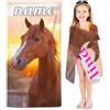 SMchwbc Asciugamano Cavallo Telo Bagno per Bambini con Nome, Telo Mare Telo Mare per Bambini Personalizzato 140x70 cm, Telo Mare Microfibra Cavallo Grande 100x200 cm Bambini (1,100 x 200 cm)