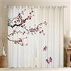 Loussiesd Tende giapponesi Ukiyoe per finestra, per camera da letto, soggiorno, fiori di ciliegio, tende per bambini, ragazzi e ragazze, stile giapponese beige, tende per finestre, motivo botanico con