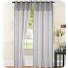 GIRASOLE HOME® Coppia Tende Filtranti in Simil Lino Tenda per Cucina e Interni 2 Pannelli con Occhielli (Grigio, 140x275cm)