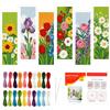 JSRQT Kit Segnalibri a Punto Croce Floreale, 6 Pezzi 11CT Segnalibro di Pagina Ricamo Preimpressi con Istruzioni, Lavoro a Mano Marcatori di Pagina Libro Regalo per Amanti dei Libri (20 x 6 cm)