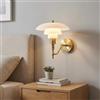 B·LED BARCELONA LED BARCELONA LED Applique da parete Marshal con paralume in vetro bianco e corpo dorato, lampada da parete in metallo ferro, stile classico, moderno e lussuoso, design minimalista