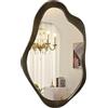AOAOPQ Grande specchio asimmetrico irregolare da parete, cornice in legno, specchio artistico decorativo per soggiorno, camera da letto, bagno, ingresso 60 x 90 cm