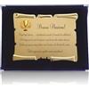ATS Incisione Targhe & Timbri Targa Pensione con Pergamena in Cofanetto Velluto - Idea Regalo Pensionamento - Targa Celebrativa con Dedica - Ricordo Elegante per Collega, Amico o Familiare (Blu, Dedica Simpatica)