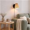 B·LED BARCELONA LED BARCELONA LED Applique da Parete in Rattan BLIND con Base in Metallo Nero, Cavo e Spina, Attacco E27, Design Moderno e Vintage per Camera da Letto, Bagno, Cucina e Corridoio