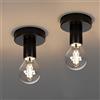 Klighten 2 Pezzi Plafoniera Vintage Industriale Interni, Attacco E27, Max 40W, Lampada Soffitto Metal Nero, Faretti da Soffitto Retrò per Cucina, Corridoio, Camera da letto, Lampadina non Inclusa