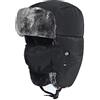 BXT Cappello Invernale Unisex per Bambini dai 5 ai 15 Anni, Foderato in Pelliccia Termica con Aletta per Le Orecchie, Antivento, Copertura per la Bocca, Neve, Sci, Snowboard, Bomber, Bambino, Nero