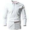 Generic Camicia da uomo in cotone da uomo, alla moda, casual, con bottoni, a maniche lunghe, a compressione, bianco, 6XL