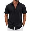 COOFANDY Camicia da uomo a maniche corte, in cotone, estiva, leggera, per il tempo libero, per le vacanze, per la spiaggia,, Blu mare, 3XL