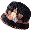 Muorruo French Thicken Cappello lavorato a maglia con fiori per donna Beanie alla moda Cappello all'uncinetto per signora per l'inverno, Cappello vintage all'uncinetto con fiori Cappello traspirante